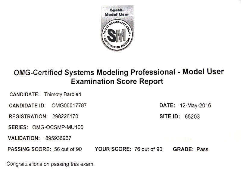 OMG – Certified Systems Modeling Professional SysMLional SysML