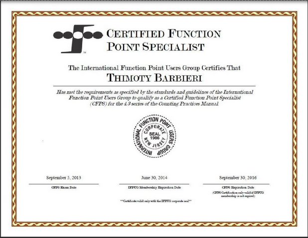 CFPS Certified Function Point Specialist