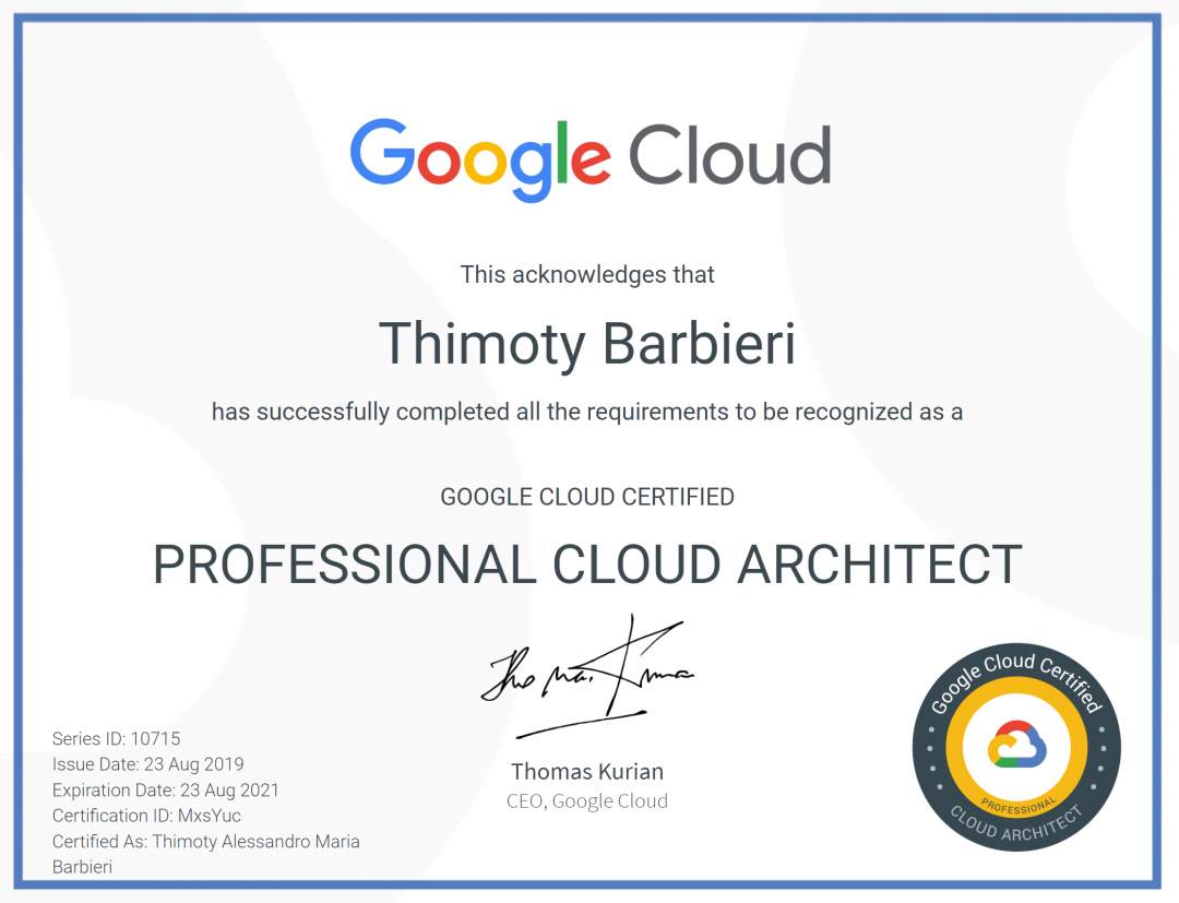 Google Cloud Professional Cloud Architect